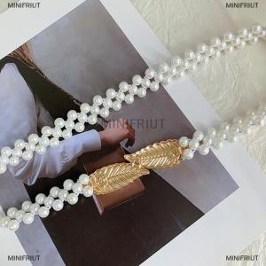 [COD] MINIFRIUT Women Waist Chain Inlaid Elastic Belt With Waist Decoration Thin Belt Beaded Elastic Belt