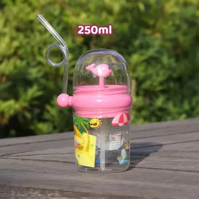 Kids Carton Milk Cups With Straw Water Cup Scale Glass Cups