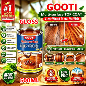 1000ML GOOTI Multi-surface Top Coat Natural Gloss For Wood Metal Furniture Anti Rust Oil Based Eco-friendly Anti-corrosion For Various Types Of Wood Indoor Outdoor Use Natura Ingredient Timber Coating UV Protection Wood Finish