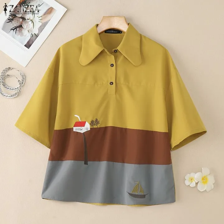ZANZEA%20Women%20Vintage%20Casual%20Turn-Down-Collar%20Shirt%20Raglan%20Sleeve%20Cartoon%20Print%20Casual%20Top%20#0922%20-%20Image%205
