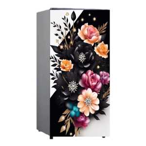 Walpaper Stiker Kulkas 1 Pintu Ukuran 120cm x 60 cm Motip Bunga cetak Sendiri Bisa COD