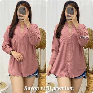 MN FASHION - KEMEJA POLOS WANITA LENGAN PANJANG KERAH RAYON TWILL ADEM
