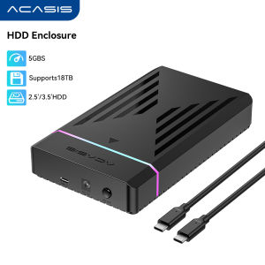 Acasis 2.5 3.5 Inch USB 3.0 SATA HDD Enclosure Tool-Free 24TB Capacity 6Gbps Transfer Speed RGB Status Light External Power Adapter for HDD SSD Storage