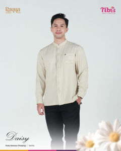 Nibras Sarimbit Daisy Baju Koko Pria Bahan Dobby Vanilla Lengan Panjang Simpel Lebaran 2025 Terbaru