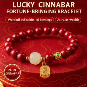 Lucky Cinnabar Fortune-Bringing Bracelet Female Jade Lucky Charm Bracelet God of Wealth Bracelet Bring Wealth Health