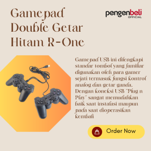STICK PS USB GAMEPAD DOUBLE GETAR HITAM R-ONE BLACK PLUG AND PLAY UNTUK SEMUA PC DAN LAPTOP