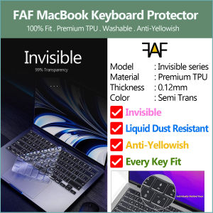 FAF Invisible Dust Liquid Resistant 0.12mm Slim TPU Keyboard Protector for MacBook Pro 14 A2442 A2779 A2918 A2992 A3112