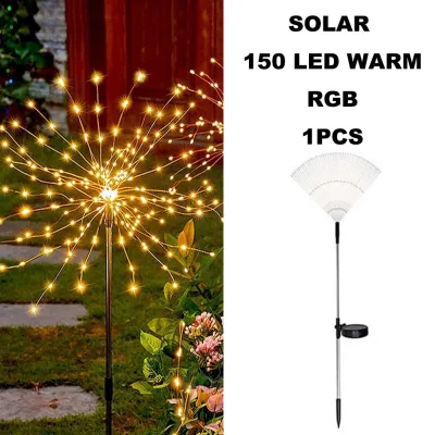 Solar Garden Lights Outdoor Waterproof LED Firework Lamps for Fowerbed Garden Home Tree Flower Xmas