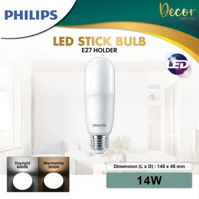 PHILIPS Essential 9W 11W 14W E27 LED Stick Bulb Daylight Coolwhite Warmwhite Energy Saving LED Bulb Mentol Lampu