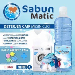Sabun Baju Deterjen Matic Aroma Parfum Eau Dee Toillette Kemasan 1 Liter Botol PET Free Bubble Wrap