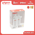 Pigeon Official- New and Improved Wideneck PP Feeding Bottle 240ml, medium flow, 2pcs in a box, no nipple confusion, anti-colic. 