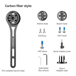 【Giao hàng địa phương】ROCKBROS Đồng hồ tốc độ núi chủ Nylon/sợi carbon/Hợp kim Titan bền ổn định xe đạp đường trường Khung đèn pha ngoài trời đa năng đi xe đạp GoPro chủ