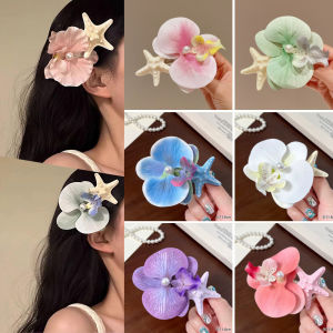 Summer New Butterfly Orchid Starfish Flower Hair Clip Vacation Photography Fairy Atmosphere Hair Accessories