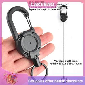 【LAKEBAO】 Chống trộm kim loại dễ dàng-to-kéo khóa dây đàn hồi Keychain có thể thu vào vòng chìa Khóa chống mất trượt tuyết vượt qua thẻ ID