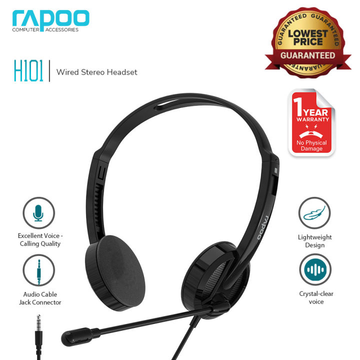 Rapoo H101 Wired Stereo Headset Noise Cancelling Headset With Mic Stereo  Single/Dual Wired Headphones Professional Headset for