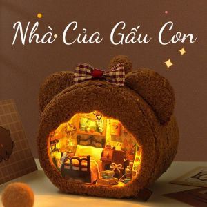 Quà tặng sinh nhật mô hình đồ chơi DIY sáng tạo nhà búp bê gỗ diy thủ công nhà tự làm lấy bằng gỗ và bông dễ thương Nhà Của Thú Nhồi Bông