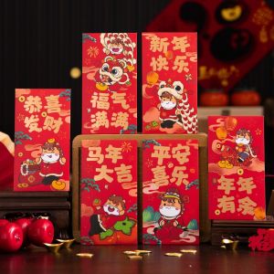6Pcs Creative 3D Cartoon Lucky Money Packets with Tassel 2026 Horse Year Red Envelope Cute Chinese New Year Angpao for Kids Gift Spring Festival