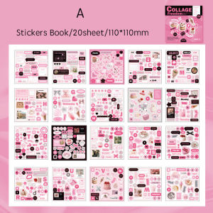 20 Sheets Cartoon Collage Sticker Book DIY Scrapbooking Collage Junk Journal Vintage Decor Stationery