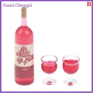 Fanzi 3 cái bộ 1 12 Nhà búp bê mô phỏng thu nhỏ chai rượu vang Đồ chơi mô hình thủy tinh rượu vang