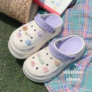 [Free Shipping] WomenS Thick-Soled Clogs Summer Outdoor Wear Durable Non-Slip Thickened Closed-Toe Half Slippers For Summer