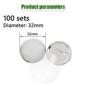 32MM 100PCS Metal Blank Button Badge Back DIY Badge Button Pins Blank Raw Material Pins Buttons Badges Supplies Parts Art Crafts Making LZC-Blank-Badge-100PCS/Set