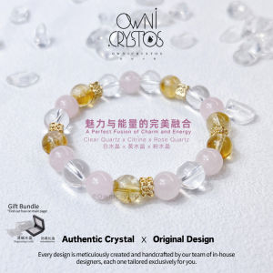【OwniCrystos】Citrine Rose Quartz Clear Quartz Natural crystal bracelet original for woman