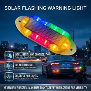 Solar Warning Light Truck Anti Collision Strobe Side Marker Lamp Super Bright LED Rear Tail Light No Wiring Needed Waterproof Hazard Light for Truck Bus Trailer