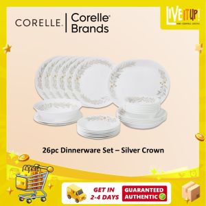 CORELLE 26pc Dinnerware Set – Silver Crown