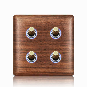 KAMANIN Modern home light luxury series Wood grain pure copper material 1/2/3/4 Gang plug socket wall switch plug socket 3 pin modern home light switch 13A Universal socket Computer Telephone TV Socket BG