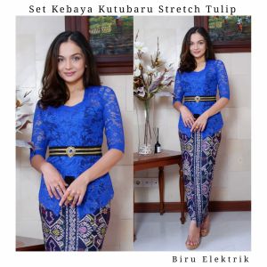 Kanaya - SETELAN Baju Kebaya Brokat Stretch Tulip dan Rok Knit Full Stretch Desain Songket Bali Kebaya Bali Modern