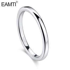 EAMTI 2mm Tungsten Wedding Bands Ring for Women Silver Polished Engagement Rings Size 4-13