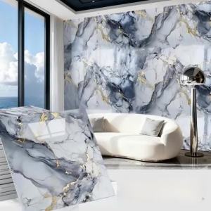 40Pcs Local Foam Flexi Marble Wall Paper Adhesive Wall Decor Sticker Dinding Panel Thick Waterproof Peel and Stick Wallpaper For Bathroom Kitchen Living Room