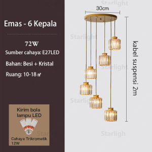 (Satu tahun jaminan)Ruang tamu LED Revolving Lampu Gantung Kristal Ruang Makan Lampu Langit-langit Tinggi Lampu Gantung Tangga Lampu Gantung Panjang