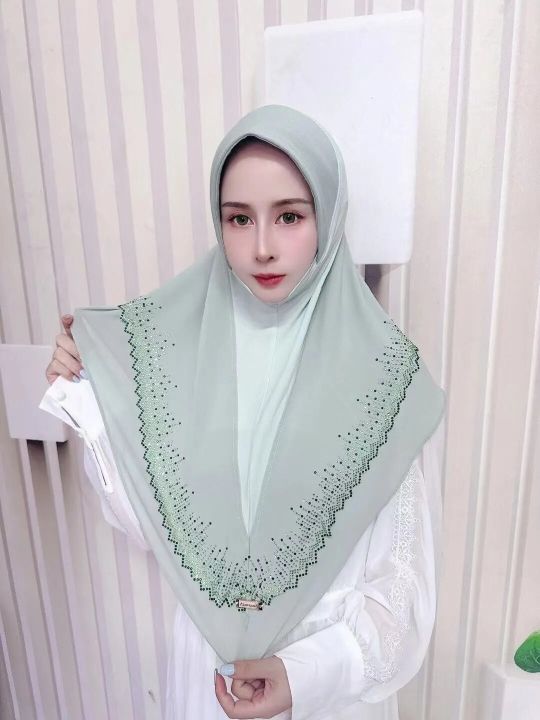 Muslim One Layer Hot Drill Hijab For Muslim Islamic Scarf Arab