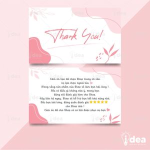 Card Cám Ơn Card Thank You Thiệp Cám Ơn Thiệp Thank You - Size 9x 5.4cm Chất Liệu C300 Cán Màn Mờ 2 Mặt Họa Tiết Hoa Lá Sang Trọng - iDea Design