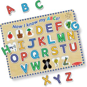& Doug Wooden Alphabet Sound Puzzle - Wooden Puzzle with Sound Effects (26 pcs) - FSC Certified