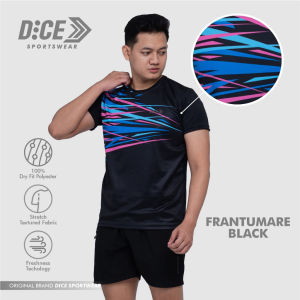 DICE Jersey Frantumare Black Kaos Olahraga Running Gym Dryfit