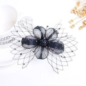TikTok Bestseller: Direct Sale from Yiwu Factory - Light Luxury Handmade Copper Wire Alloy Spring Clip Crystal Hair Accessory Mesh Hairpin for Women