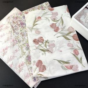 [COD] xiangshun Elegant Tulip Patterned Tissue Paper Floral Design With Green Leaves For Gift Wrapping Wine Bottle Box Filling And Decorating