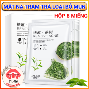 Hộp Chứa 8 Miếng Mặt Nạ Tràm Trà BINGJU Tea Tree Removing Acne Mask Miếng 28ml - Giúp Loại Bỏ Mụn Kiểm Soát Dầu Nhờn Làm Sạch Da Mặt