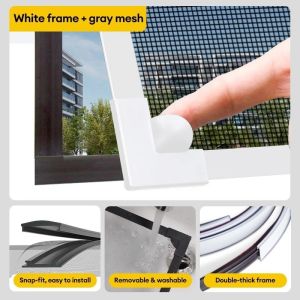 XTEN Upgrade Magnetic Window Screen Widened Frame DIY Self-Adhesive Window Screen Net Anti Mosquito Screen Net