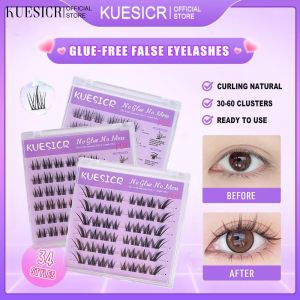 KUESICR ขนตาปลอมแบบมีกาวในตัว KUESICR ขนตานุ่มกดทับ คลัสเตอร์เดี่ยว ขนตาแบบไม่มีกาว DIY ไม่ต้องใช้กาว ขนตาปลอม