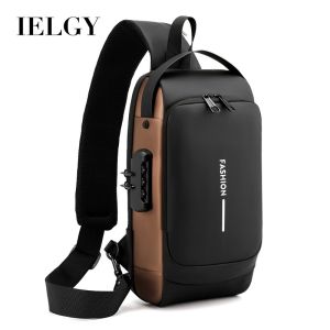 IELGY Mens motorcycle bag password anti-theft sports shoulder waist bag leisure multifunctional crossbody bag