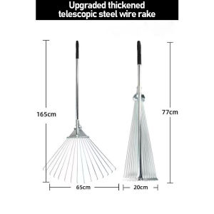 Lawn rake leaf rake lawn iron claw agricultural rake spiked leaf rake broom telescopic rake