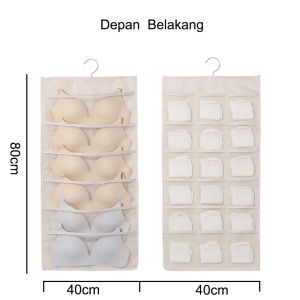 Inaso Gantungan Pakaian Dalam Kain Organizer Underwear 2 Sisi Hanging Multifunction Waterproof Bisa Dilipat Kotak Panties Rak Gantung Tempat Bra HDK308