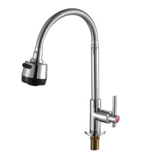 Rain Kitchen Faucets 2 modes Stainless Steel 360° Flexible Pull Single Cold Faucet For Sink Kitchen