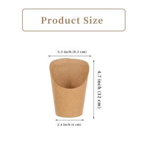 50pcs Snack Cups Duty PE-Coated Kraft Paper for Hot/Cold Foods (Fries Waffles Sundaes) – 12oz/14oz