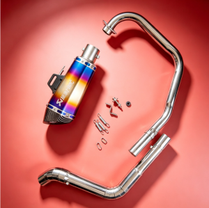Gixxer fi stainless elbow on akrapovic hexa tip with silencer