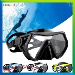 QUNED Swimming Eyewear Tempered Glass Adults Water Equipment Snorkeling Scuba Diving Mask Transparent Large Frame Goggles