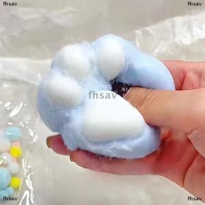[COD] fhsav Handmade Flocking Cats Paw Stress Squishy Toy Mochi Slow Rebound New Fidget Toy Birthday Party Gift